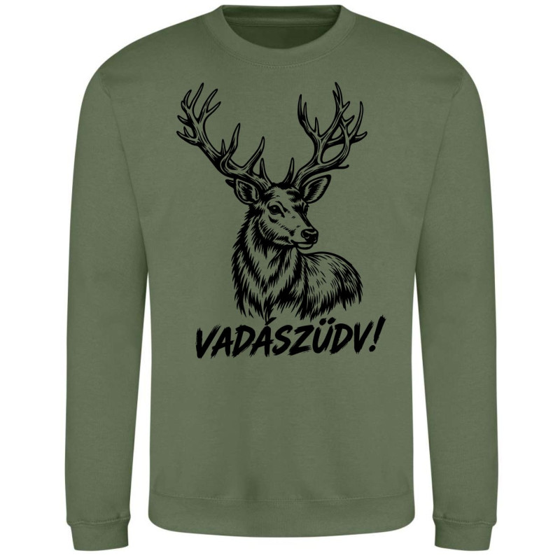 Zöld Lovu zdar vadász pulóver fekete szarvasmintával