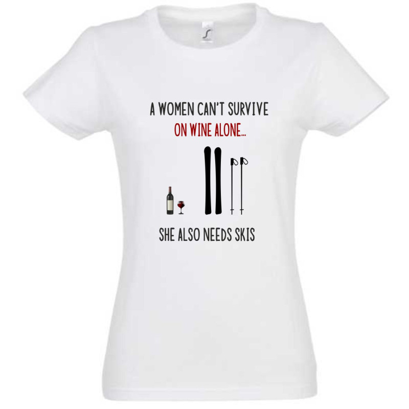 A woman cannot survive on wine alone Pólók, Vicces pólók, Hegyek image